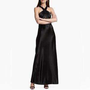 Galvan London Evelyn Satin Crisscross Halter Gown - Size 10 - Retail $1,695